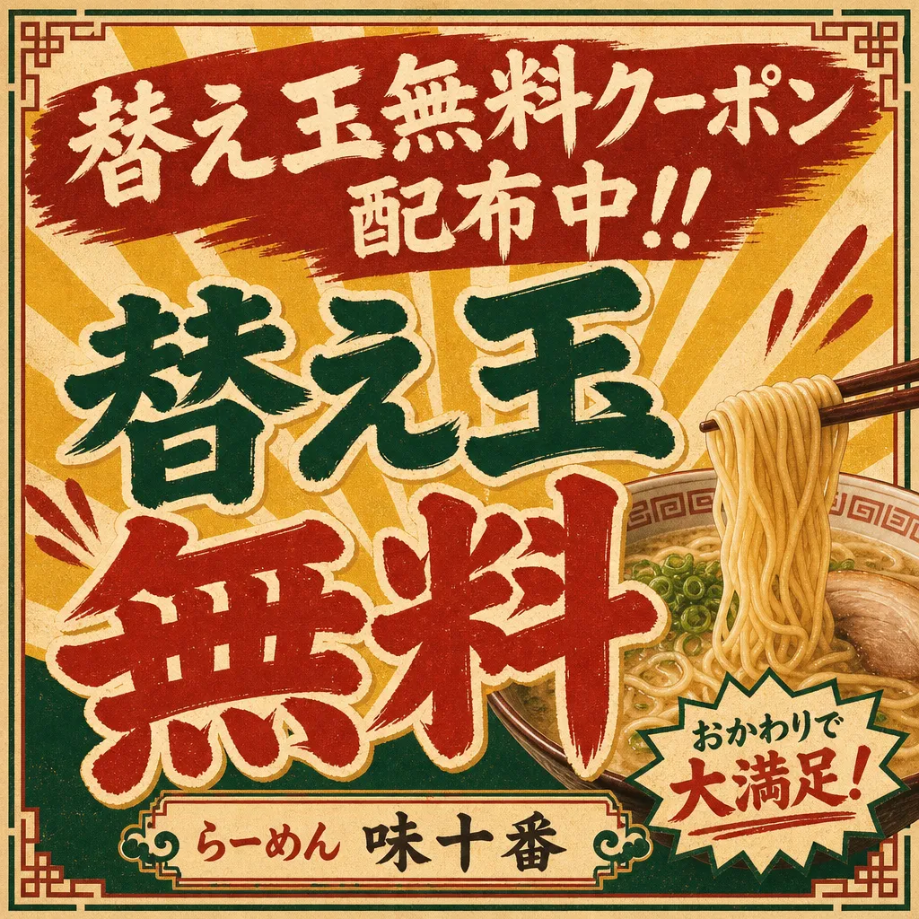 ラーメン店の宣伝画像作例（レトロ）